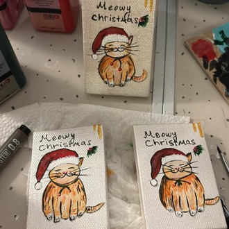 Meowy Christmas Tuval Magnet