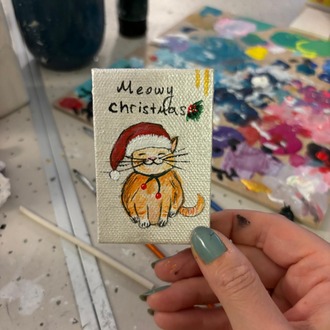 Meowy Christmas Tuval Magnet