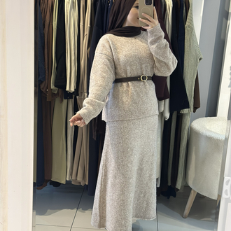 H&M model triko etekli yün takım 