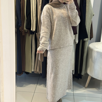 H&M model triko etekli yün takım 