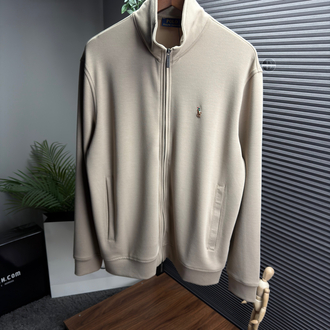 RL Orjinal Etiketli Tam Fermuarlı Sweatshirt Bej (Modal)
