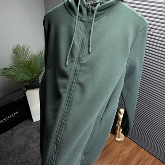 CK Orjinal Etiketli Tam Fermuarlı Sweatshirt Yeşil