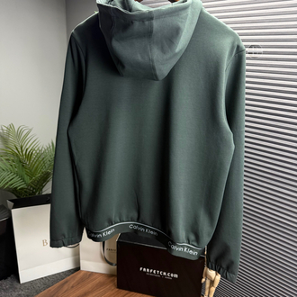 CK Orjinal Etiketli Tam Fermuarlı Sweatshirt Yeşil