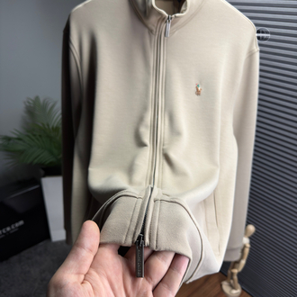 RL Orjinal Etiketli Tam Fermuarlı Sweatshirt Bej (Modal)