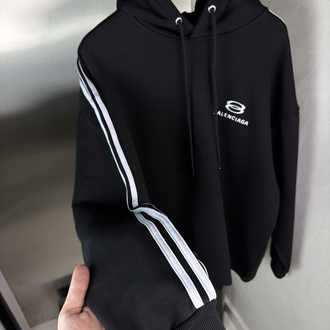 Balenciaga Orjinal Etiketli Kapüşonlu Sweatshirt Siyah