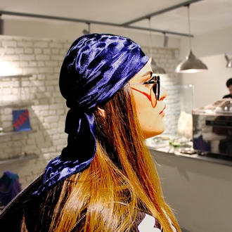 Mavi Kadife Durag