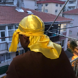 Yellow silky Durag