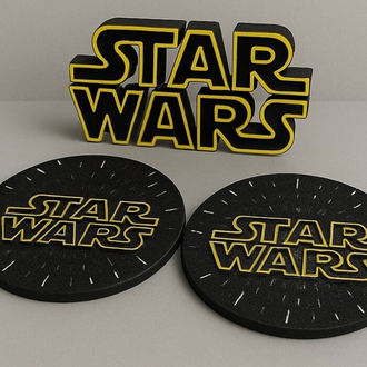 Star Wars Logosu Masa Dekorasyon ve 2 bardak altlığı