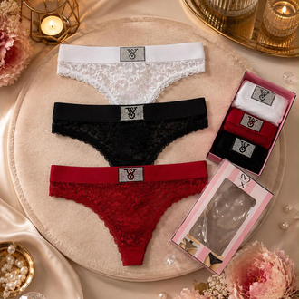VİCTORİA SECRET TAŞLI DANTELLİ STRİNG KÜLOT 3LÜ
