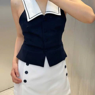Zara kontrast yaka halter bluz