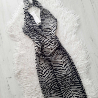Zara zebra desenli elbise