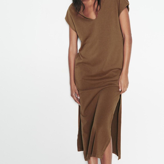 Zara Kahverengi Midi Elbise