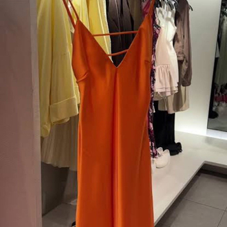 Zara saten turuncu elbise