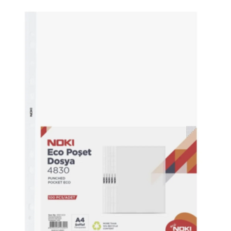 Nokı 4830 A4 Eko Şeffaf Poşet Dosya 100'lük