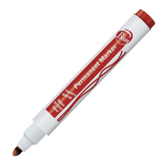 Bion Permanent Marker  Kesik Uç Kırmızı 12Li