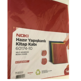 NOKİ HAZIR YAPIŞKANLI KİTAP KABI 10 LU KIRMIZI