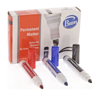 Bion Permanent Marker  Kesik Uç Kırmızı 12Li