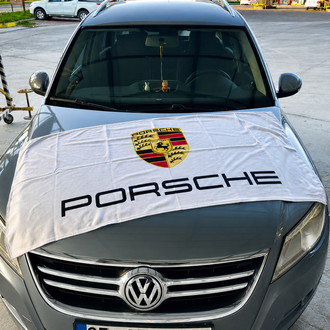 Büyük boy beyaz Porsche havlu