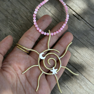Güneş Kolye, pembe sedef