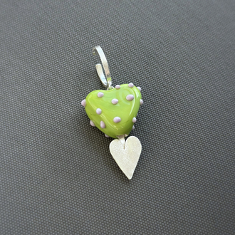 Yeşil Murano Kalp Earcuff, gümüş