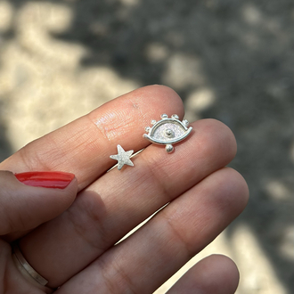 Mini Evileye ve Yıldız Küpe