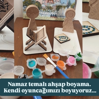 Namaz temalı ahsap boyama