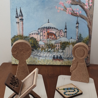 Namaz temalı ahsap boyama