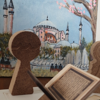 Namaz temalı ahsap boyama