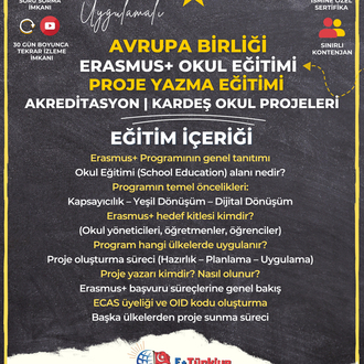 8-9 Ağustos | Erasmus+Okul Eğitimi Proje Hazırlama Eğitimi | Akreditasyon-Kardeş Okul Projeleri