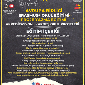 12-13 Eylül | Erasmus+Okul Eğitimi Proje Hazırlama Eğitimi | Akreditasyon-Kardeş Okul Projeleri
