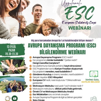 Avrupa Dayanışma Programı (ESC) Atölyesi | Uygulamalı - 13 Eylül Pazar