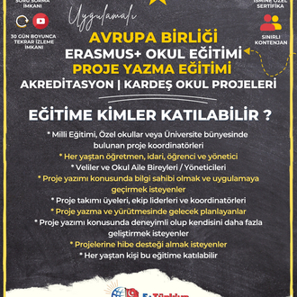 24-25 Ekim Okul Eğitimi Proje Yazma Eğitimi - Akreditasyon / Kardeş okul projeleri