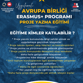 29-30 Ağustos | Erasmus+ Proje Yazma Eğitimi (Genel) – Online | Uygulamalı