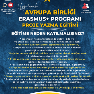 19-20 Eylül | Erasmus+ Proje Yazma Eğitimi (Genel) – Online | Uygulamalı