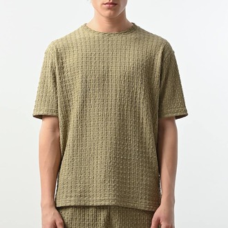 Marrakech Bisiklet Yaka Desenli Tshirt Haki