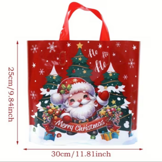 TL7092451 1 adet Şenlikli Noel Baba Noel Ağacı Hediye Çanta Kırmızı Plastik