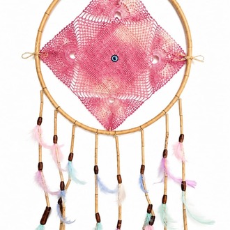 DREAMKAREPEM ÇAP 25 CM dream catcher kare pembe 1 adet