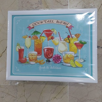 AWTC2080 Cocteil Menu Fresh & Delicious Beyaz Kenarlı Keyif Tepsi 1 Adet