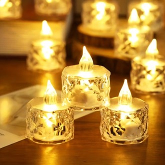 MY454611 Kristal Dekorlu 1 Adet Alevsiz LED Çay Işık Noel, Partiler, Düğünler ve Romantik
