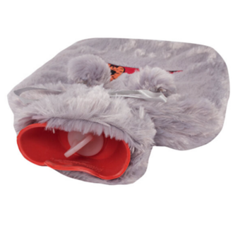 BGD10881013 Biggdesign Cats Gri Peluş Sıcak Su Torbası, Yumuşak Kılıf, 2 L, Kedili Tasarım