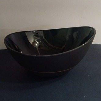 A263734507 Siyah Cam Tabak Alt 13cm Üst 29,5x27,5cm Yükseklik 11cm Çorba Kase 1 Adet