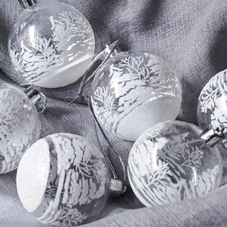 DW181706 6 Adet Noel Süsü Topu - Plastik Karlı Manzara Asılı Süslemeler Ağaç İçin