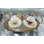 BWTHS 36x22cm Oval Gold Renk Metal Aynalı Cam Tepsi 15inch 1 Adet
