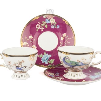 P405.141421 Pluma Bordo 2li Kahve Fincan Takımı 90ml Butik Mutfak