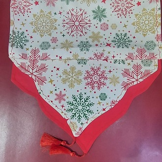 B7070350 135x45cm Runner Panama Keteni Çift Taraflı Yıldızlı Arkası Kırmızı Standart 1 Adet