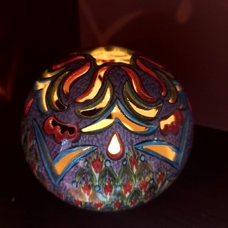 201013102025 Çap 10 cm Yük 10 cm Seramik küre + tealight mum