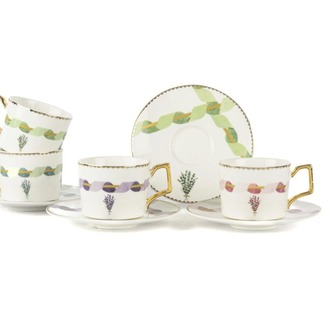 P038.393854 Lavender 2'li Kahve Fincan Set 120cc Sofra Mutfak Porselen Rastgele Renk