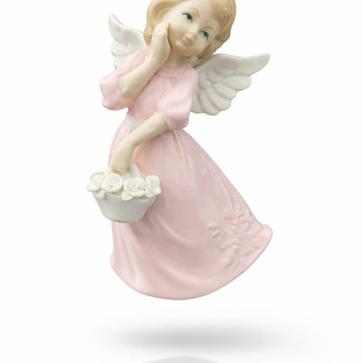 D165027032026 18X10CM porselen orta melek ÇİÇEKLİ KIZ PEMBE