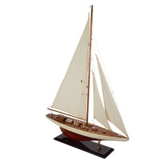 P402.133525 Krem Ahşap Yelkenli Dek Obje 60x12x80cm Dekorasyon > Dekoratif Ürün