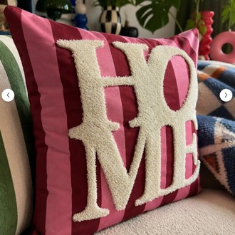 BPNK001 Punch Nakışlı Kırlent Kılıfı - 43*43 Cm - Şeker Pembe Home
